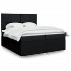 Box spring bed with mattress fabric black 200x200 cm