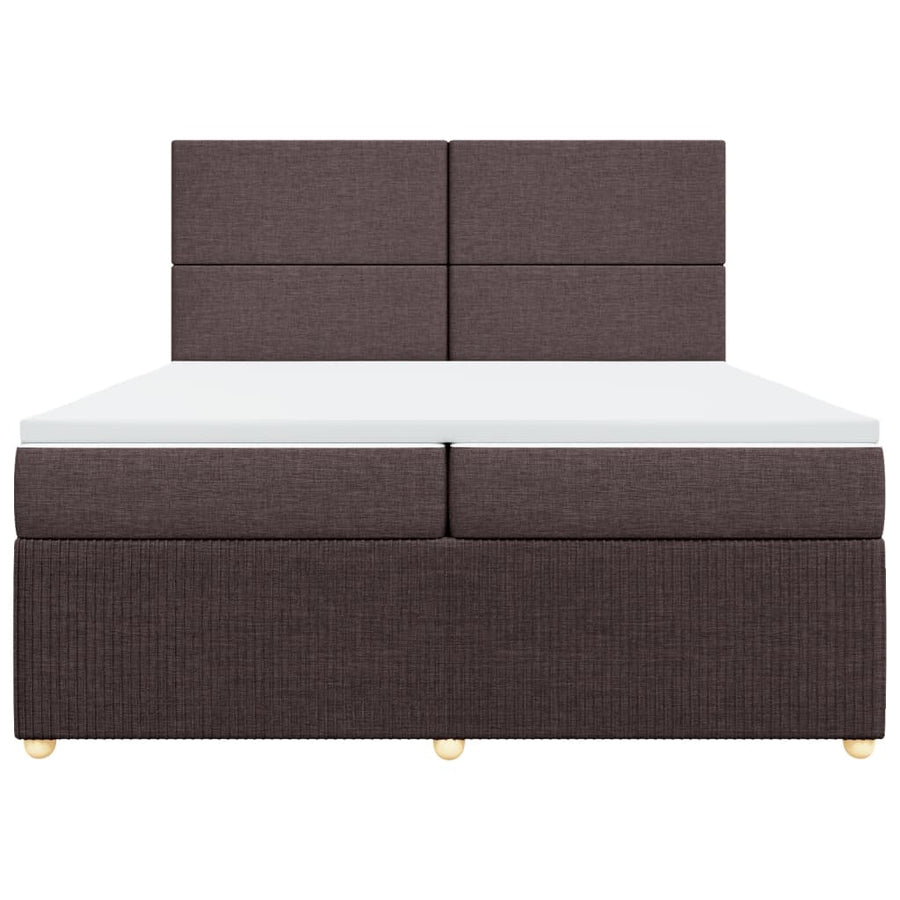 Boxspring met matras stof donkerbruin 200x200 cm