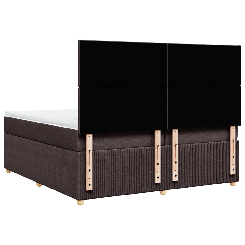 Boxspring met matras stof donkerbruin 200x200 cm