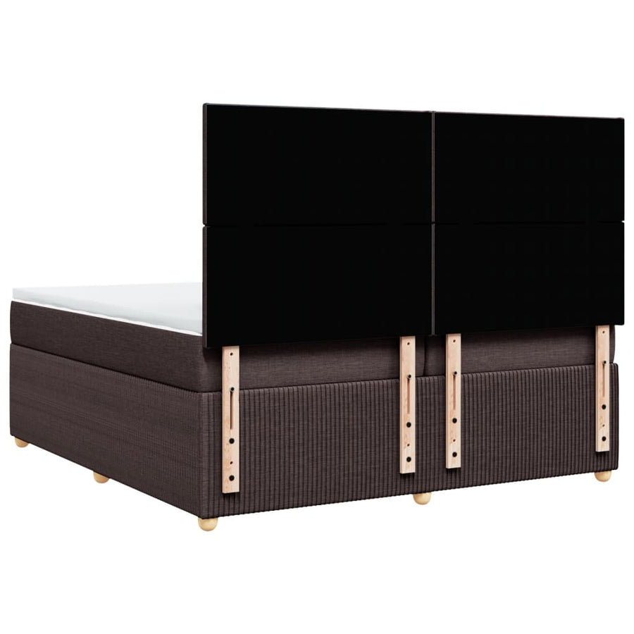 Boxspring met matras stof donkerbruin 200x200 cm