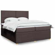 Boxspring 200x200 cm donkerbruin stof