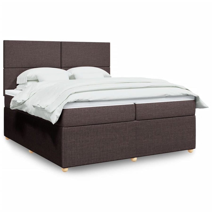 Boxspring met matras stof donkerbruin 200x200 cm