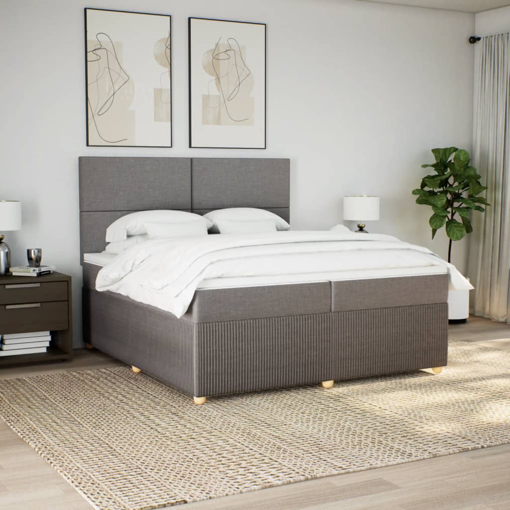 Boxspring met matras stof taupe 200x200 cm