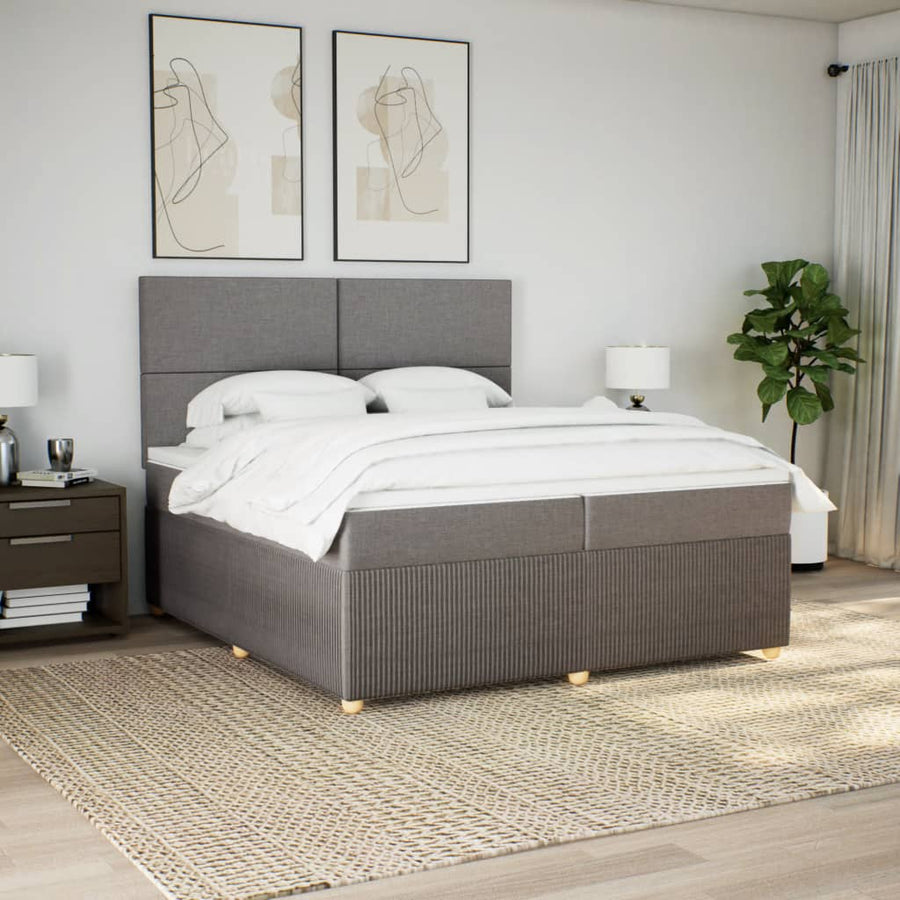 Boxspring met matras stof taupe 200x200 cm