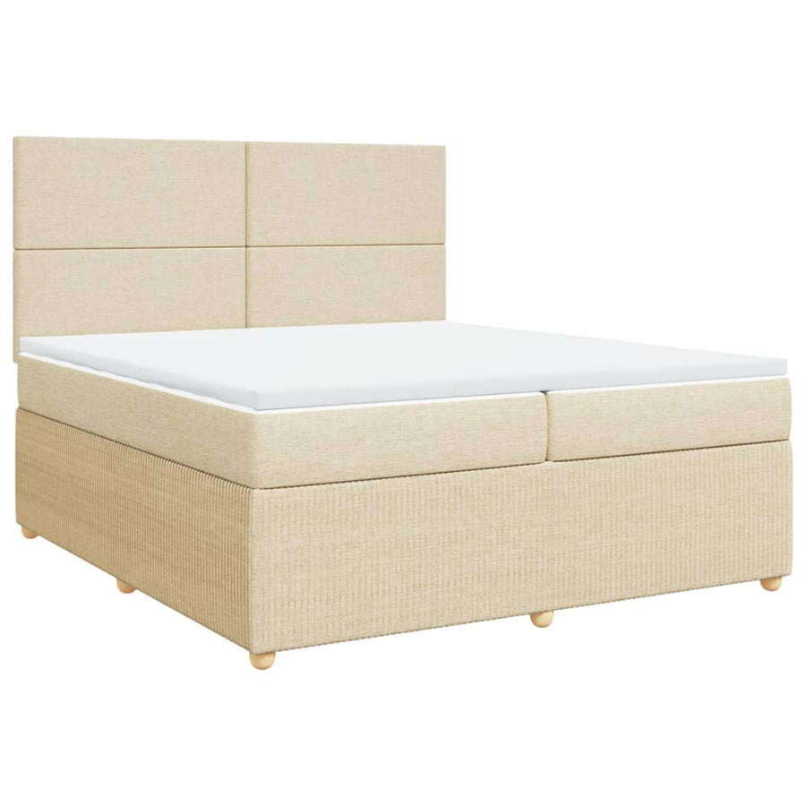 Boxspring met matras stof crèmekleurig 200x200 cm