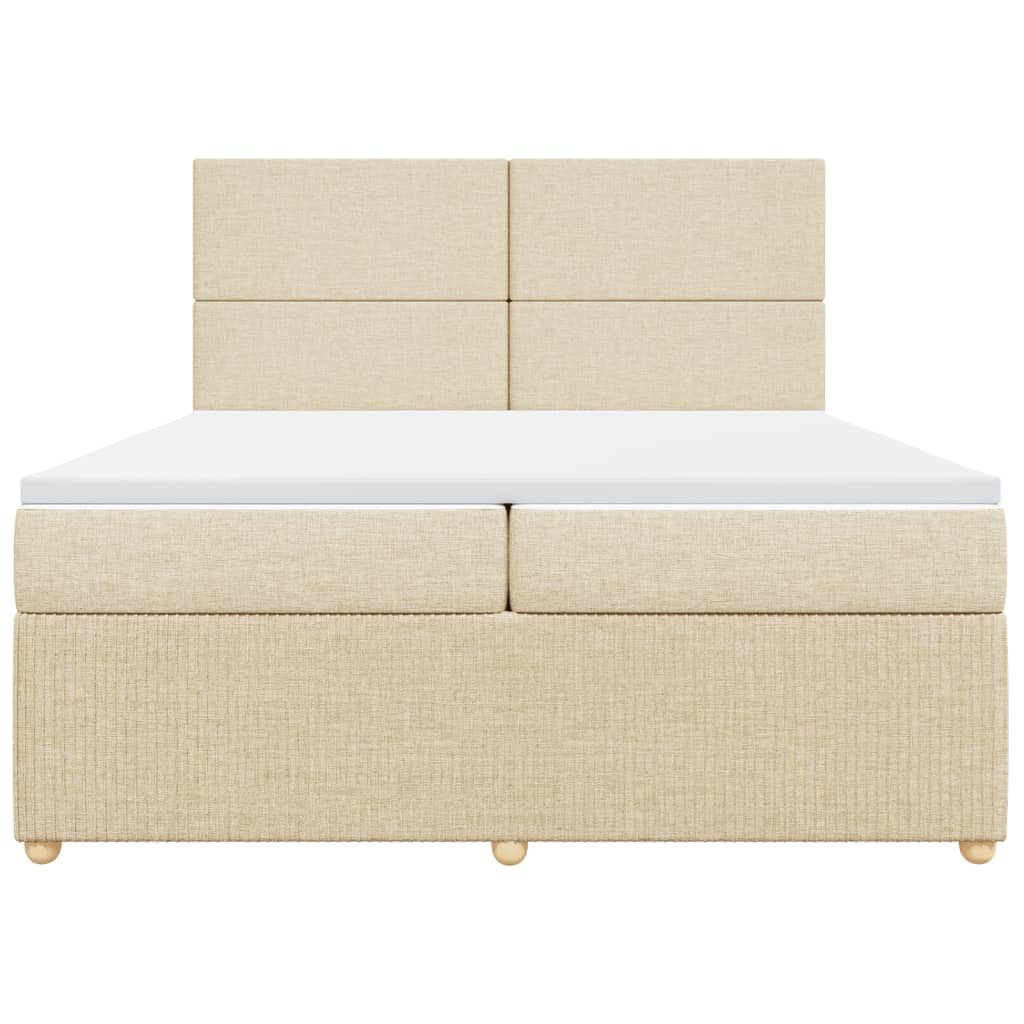 Boxspring met matras stof crèmekleurig 200x200 cm