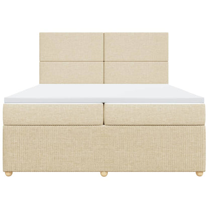 Boxspring met matras stof crèmekleurig 200x200 cm