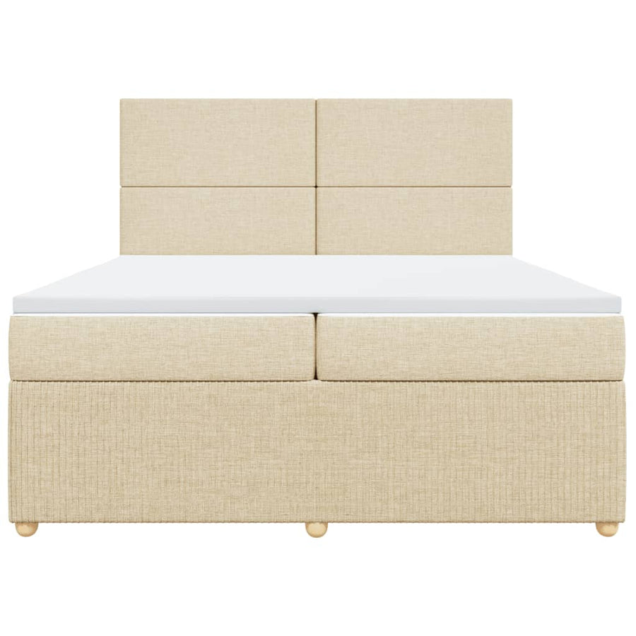 Boxspring met matras stof crèmekleurig 200x200 cm