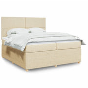 Boxspring met matras 200x200 cm crèmekleurig