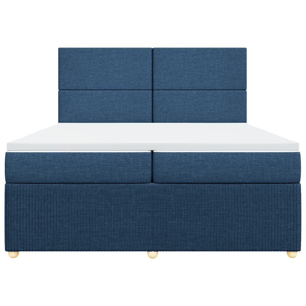 Boxspring met matras stof blauw 200x200 cm