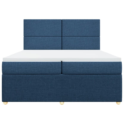 Boxspring met matras stof blauw 200x200 cm