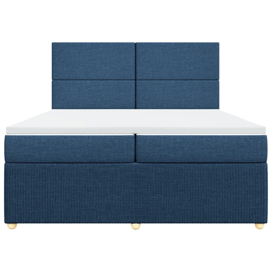 Boxspring met matras stof blauw 200x200 cm