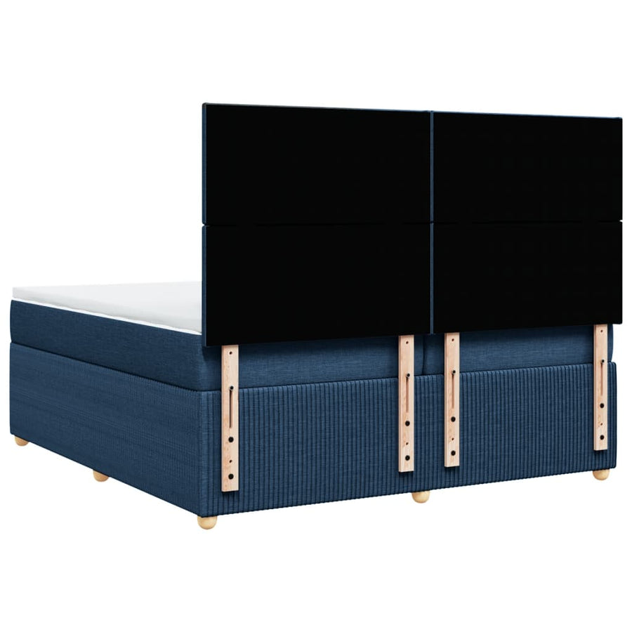 Boxspring met matras stof blauw 200x200 cm