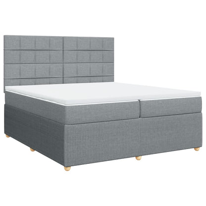Boxspring met matras stof lichtgrijs 200x200 cm
