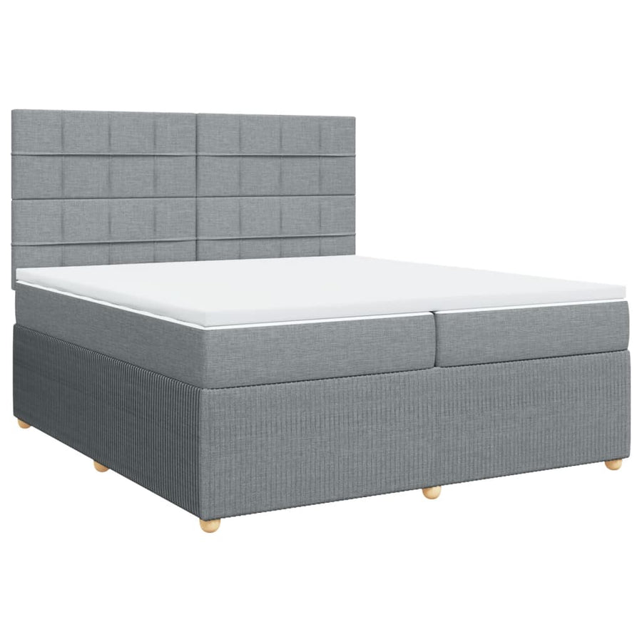 Boxspring met matras stof lichtgrijs 200x200 cm