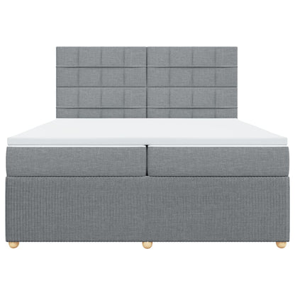Boxspring met matras stof lichtgrijs 200x200 cm