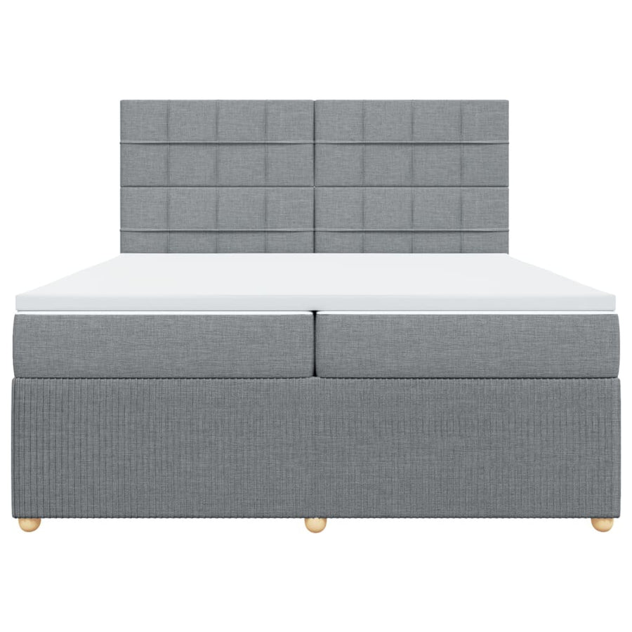 Boxspring met matras stof lichtgrijs 200x200 cm