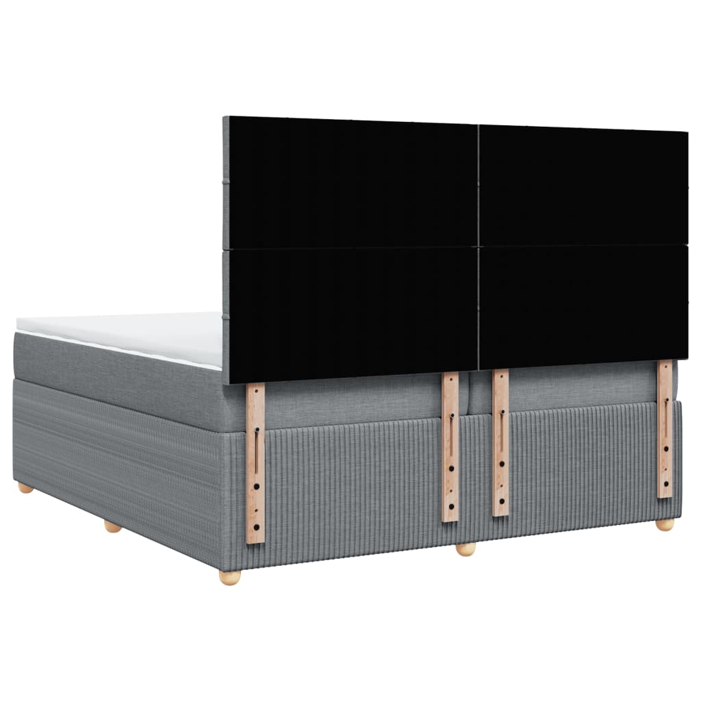 Boxspring met matras stof lichtgrijs 200x200 cm