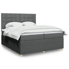 Box spring with dark gray fabric mattress 200x200 cm