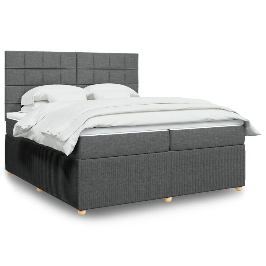 Boxspring met matras stof donkergrijs 200x200 cm
