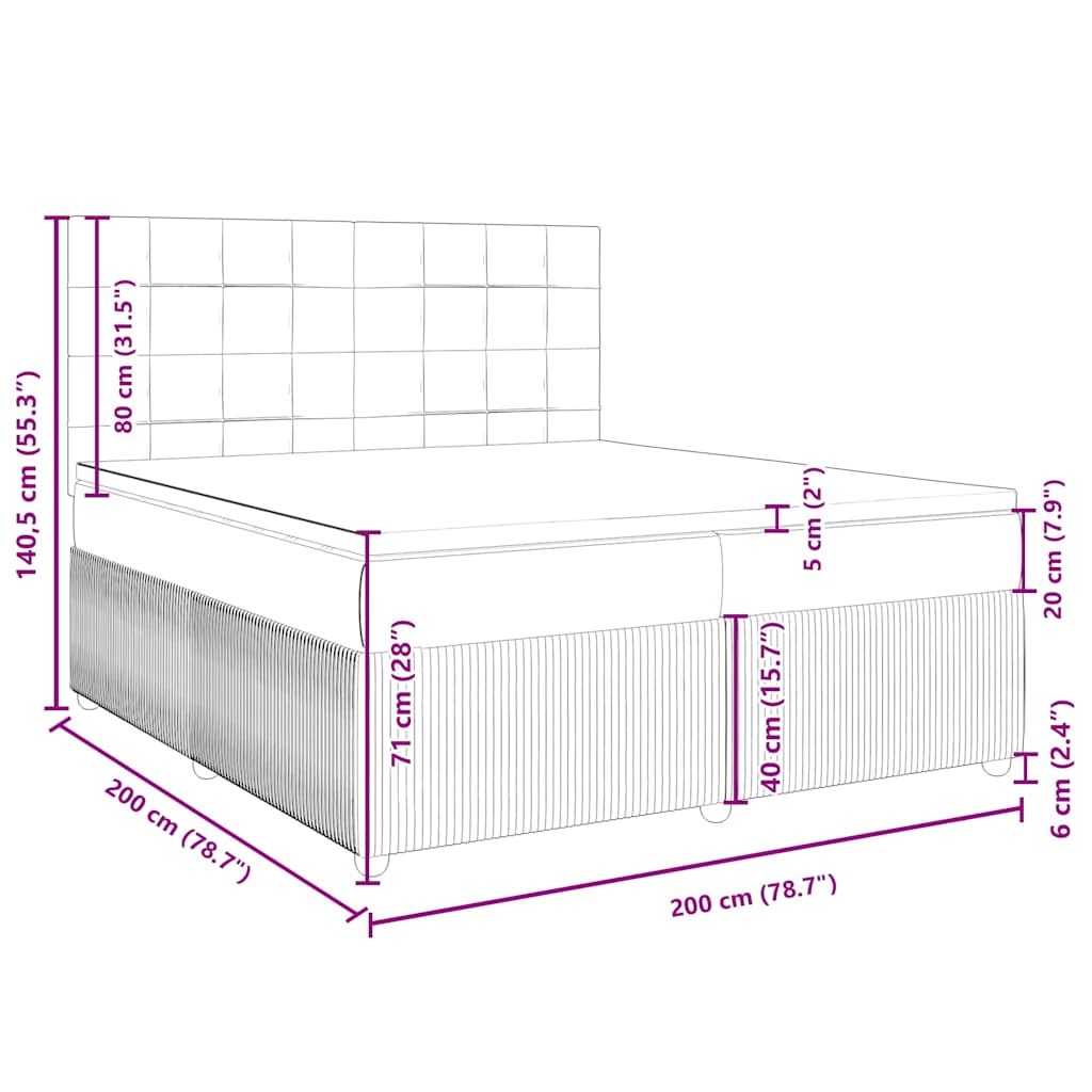 Boxspring Met Matras Stof 200 x 200 cm
