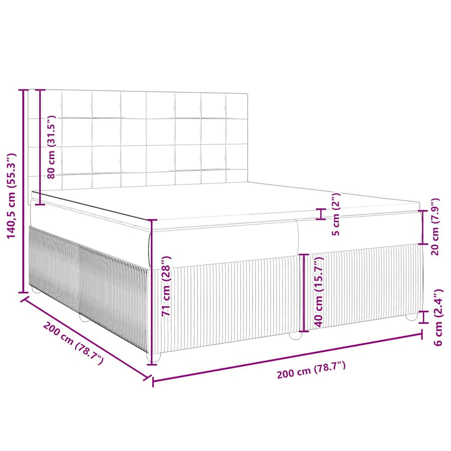 Boxspring Met Matras Stof 200 x 200 cm