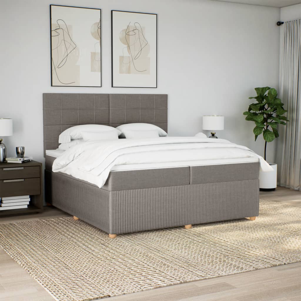 Boxspring met matras stof taupe 200x200 cm