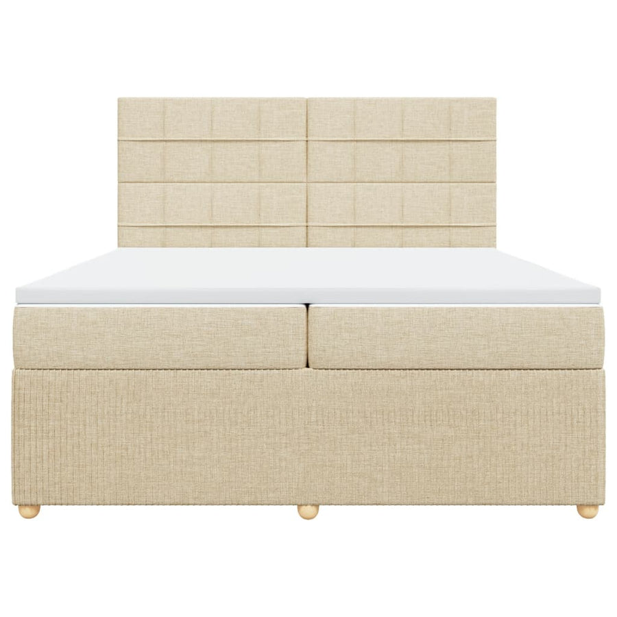 Boxspring met matras stof crèmekleurig 200x200 cm