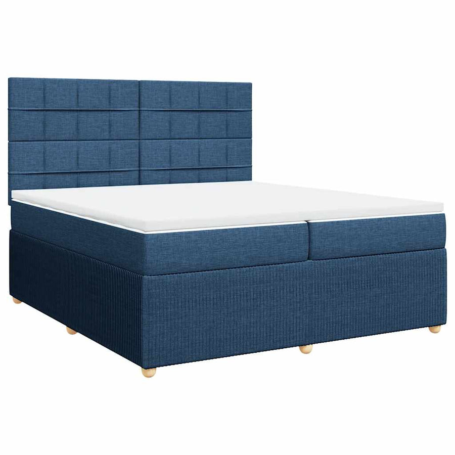 Boxspring met matras stof blauw 200x200 cm