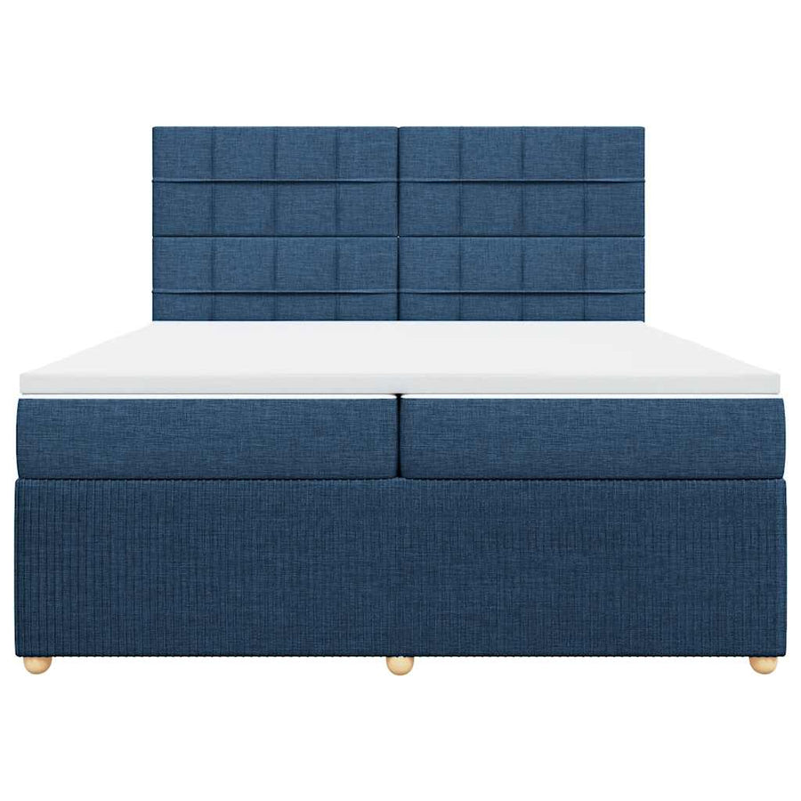Boxspring met matras stof blauw 200x200 cm