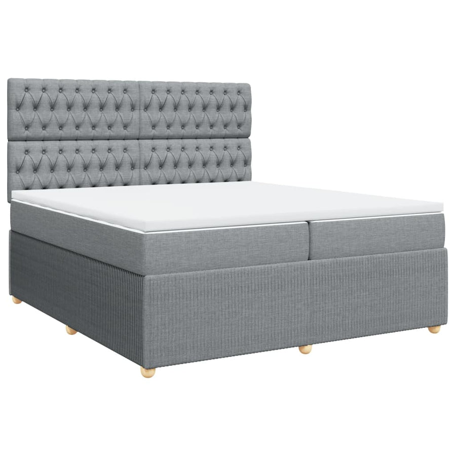 Boxspring met matras stof lichtgrijs 200x200 cm