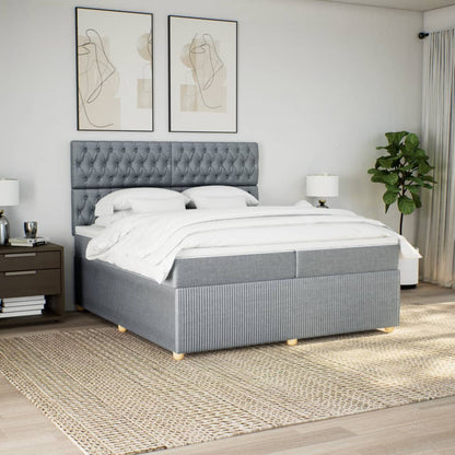 Boxspring met matras stof lichtgrijs 200x200 cm