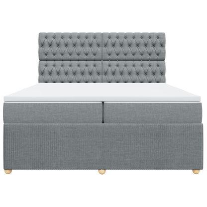 Boxspring met matras stof lichtgrijs 200x200 cm