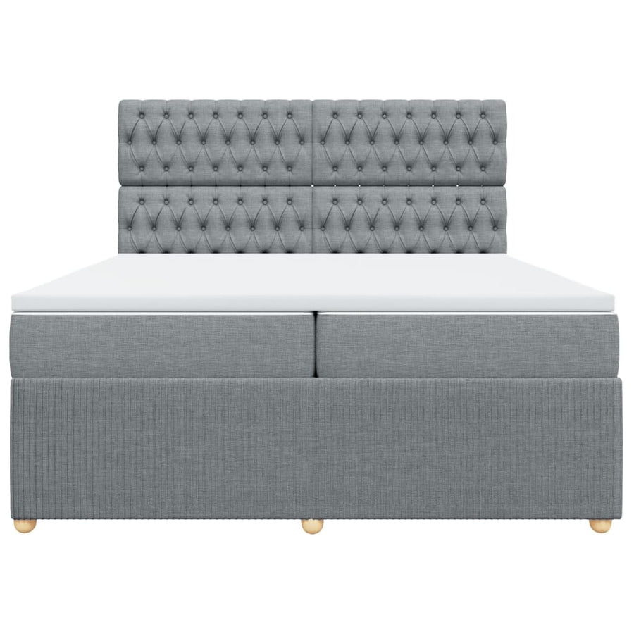 Boxspring met matras stof lichtgrijs 200x200 cm