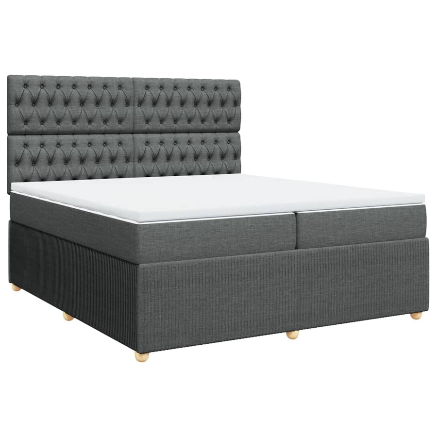 Boxspring met matras stof donkergrijs 200x200 cm