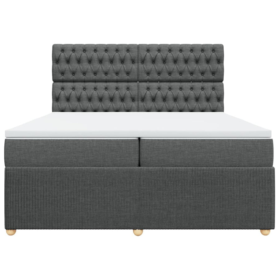 Boxspring met matras stof donkergrijs 200x200 cm