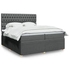 Box spring with dark gray fabric mattress 200x200 cm