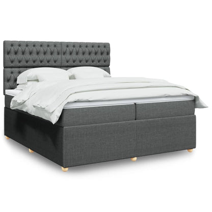 Boxspring met matras stof donkergrijs 200x200 cm