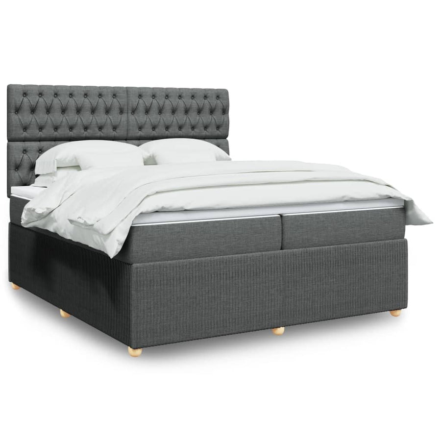 Boxspring met matras stof donkergrijs 200x200 cm