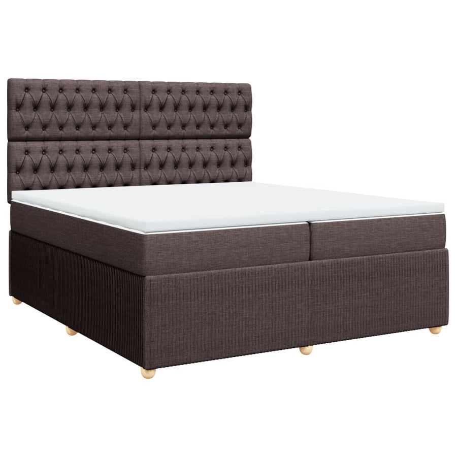 Boxspring met matras stof donkerbruin 200x200 cm