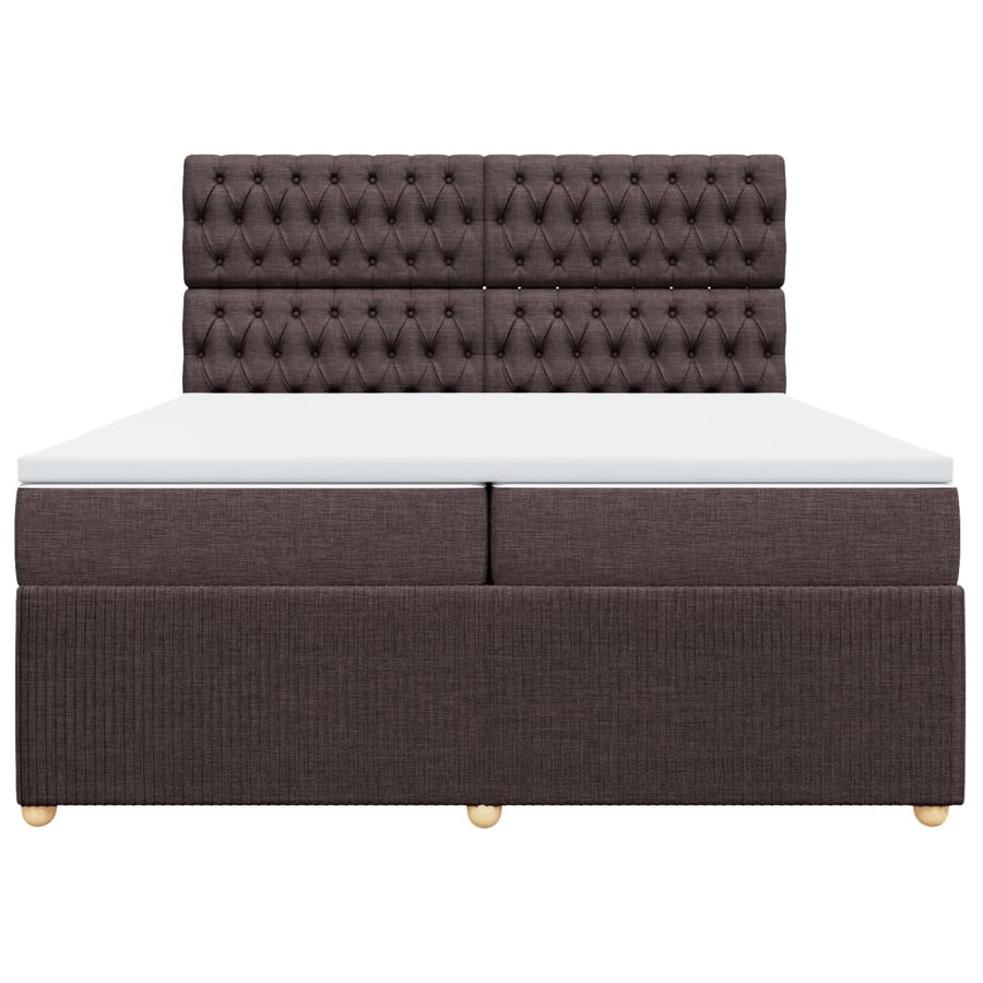Boxspring met matras stof donkerbruin 200x200 cm