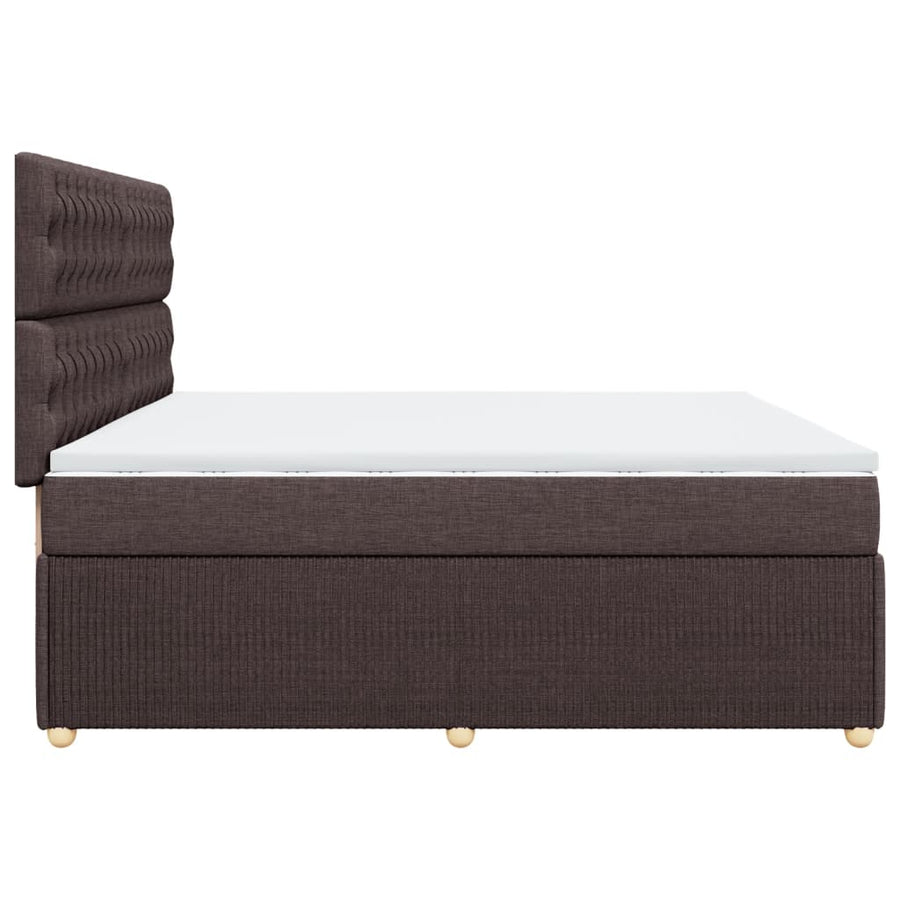 Boxspring met matras stof donkerbruin 200x200 cm