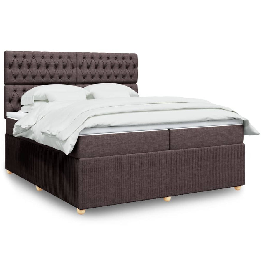 Boxspring met matras stof donkerbruin 200x200 cm