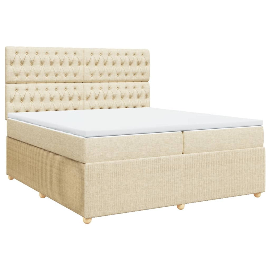 Boxspring met matras stof crèmekleurig 200x200 cm
