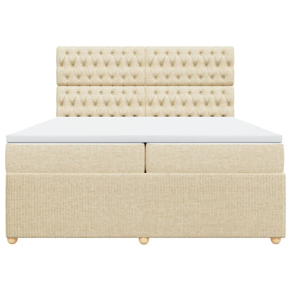 Boxspring met matras stof crèmekleurig 200x200 cm