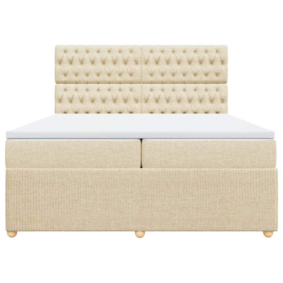 Boxspring met matras stof crèmekleurig 200x200 cm