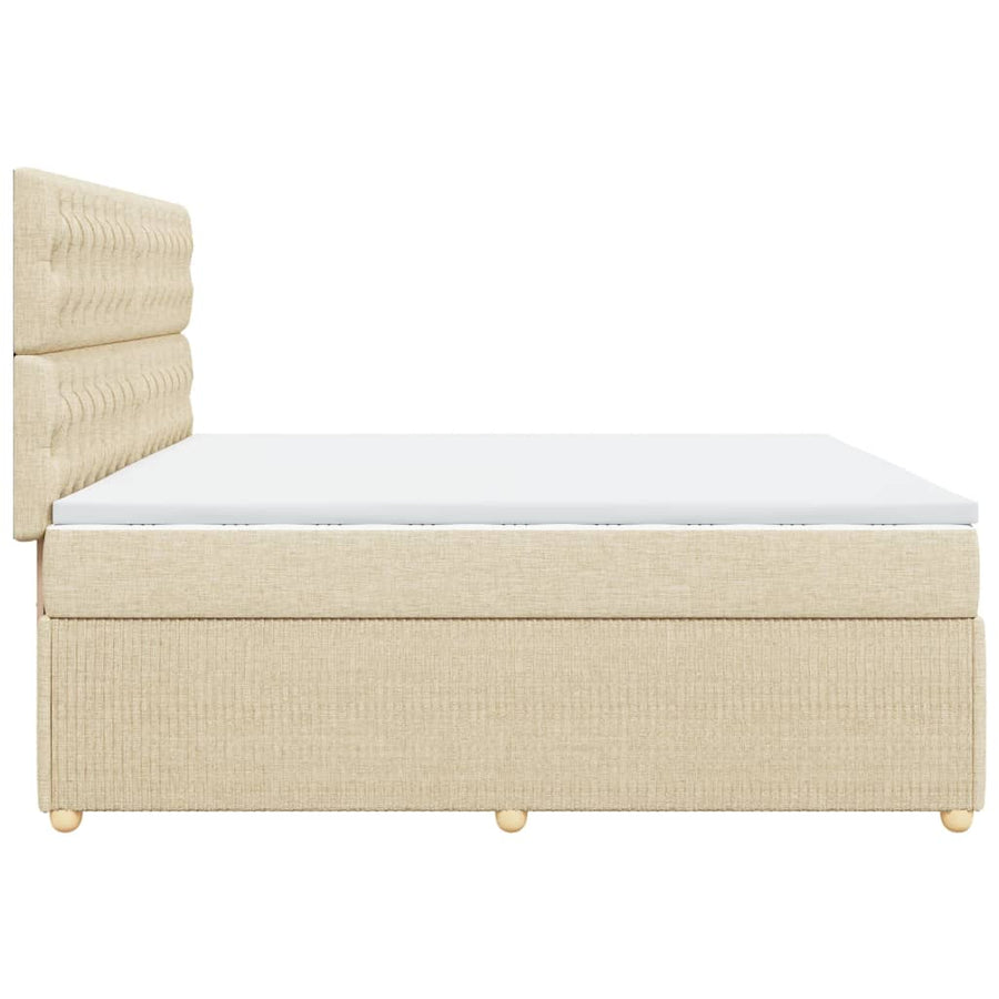 Boxspring met matras stof crèmekleurig 200x200 cm