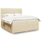 Box spring with fabric mattress cream-coloured 200x200 cm