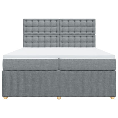 Boxspring met matras stof lichtgrijs 200x200 cm