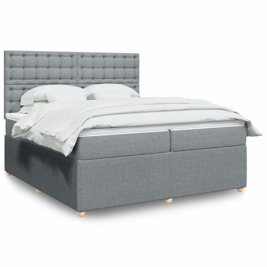 Boxspring met matras stof lichtgrijs 200x200 cm